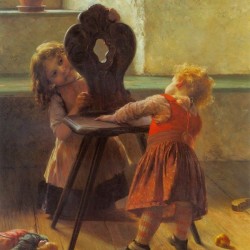 Children playing with chair